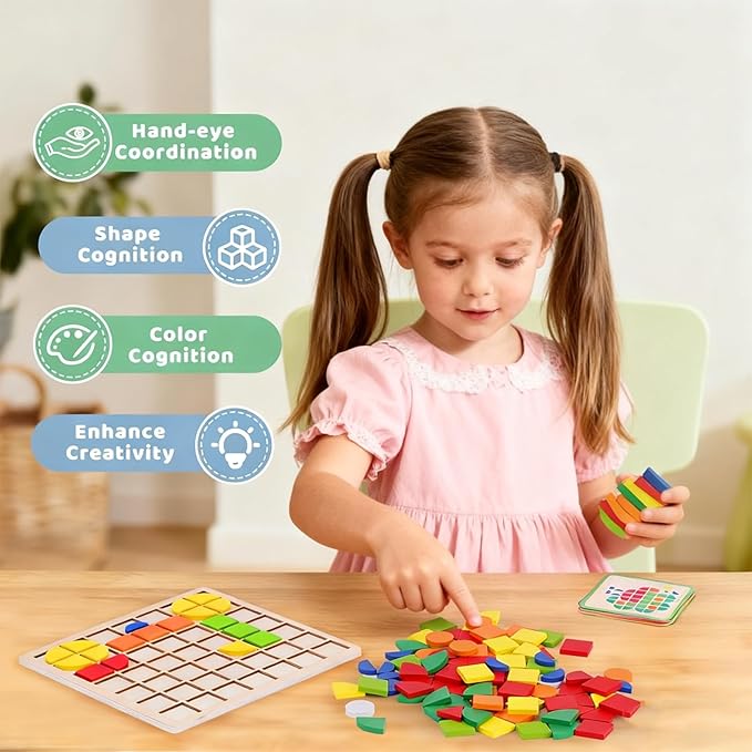 120 Pieces of Elderly Wooden Matching Puzzle Games, Classic Geometric Shape Toys for Kindergarten Education of Adult Dementia Patients, Suitable for Children Aged 4-8, Shape Puzzle Memory Games