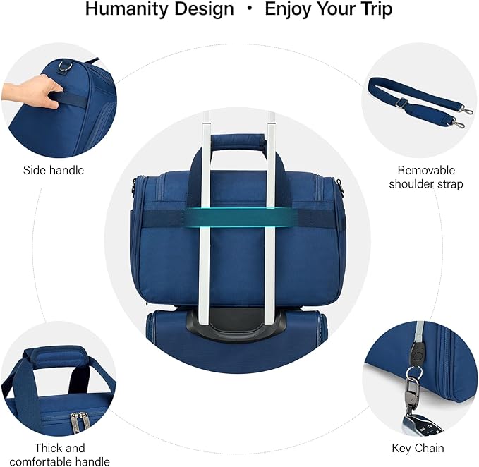 Hanke Underseat Carry On luggage Bags for Travel, Foldable Travel Bags for Women, Soft Lightweight Personal Item Travel Bag Small Carry On Bags for Airplanes, Travel Tote Bags for Women Men.（Blue）