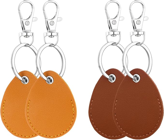 Psyqtsuary Leather Key Fob Holder, 4 Pcs PU Leather Keychain Key Holder for Keychain General Keys Fob, for Keys ID Keys Cards