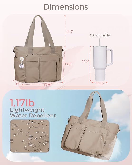 Marscamd Nurse Tote Bag with Crossbody Strap, 9-Pocket Clinical Bag for Nursing Students