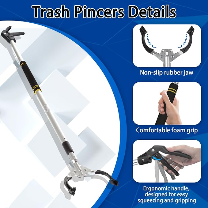 Grabber Reacher Tool with Magnetic Tip, 53" Reacher Grabber Tool Aluminum with 6" JJaw Opening Trash Picker Upper for Home Garden Garage Yard Outdoor & Daily Use