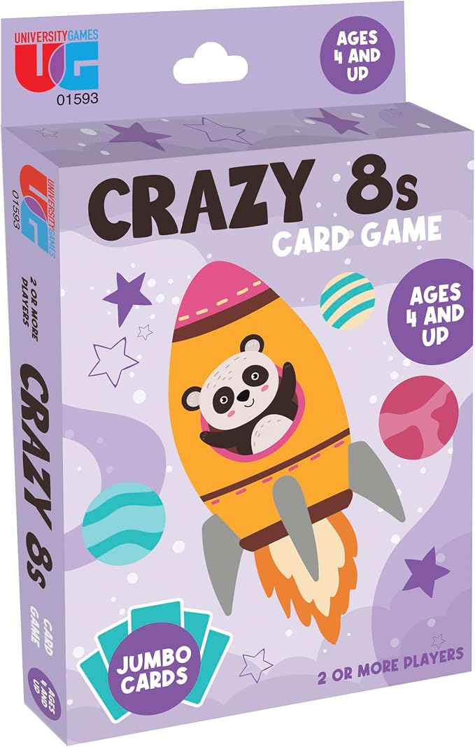 Crazy Eights Travel Card Game, Classic Family Game, Ages 4+