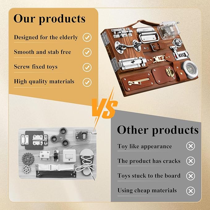 Fidget Busy Board for Adults with Dementia, Engaging Alzheimers Activities & Tactile Stimulation, Dementia Activities for Seniors, Thoughtful Gift for People with Alzheimer's