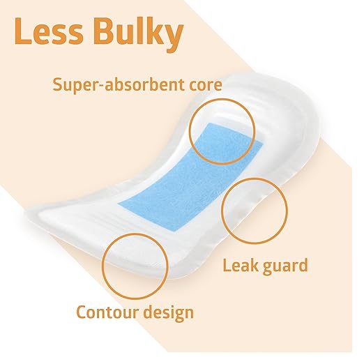 Medline ContourPlus Bladder Pads, Women & Men, Discreet, Long Length, Incontinence, Overnight, Postpartum, Leaks, Ultimate Absorbency, 8x17, 168-Count