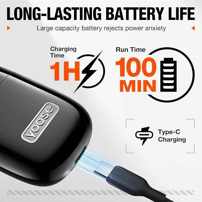 yoose Nose Hair Trimmer, Alloy Nose Trimmer for Men and Women, Black | IPX7 Waterproof, USB-C Rechargeable, Travle Size Nose Trimmers, Dual-Edge Blade, Painless Trimming, Long-Lasing, Low Noise