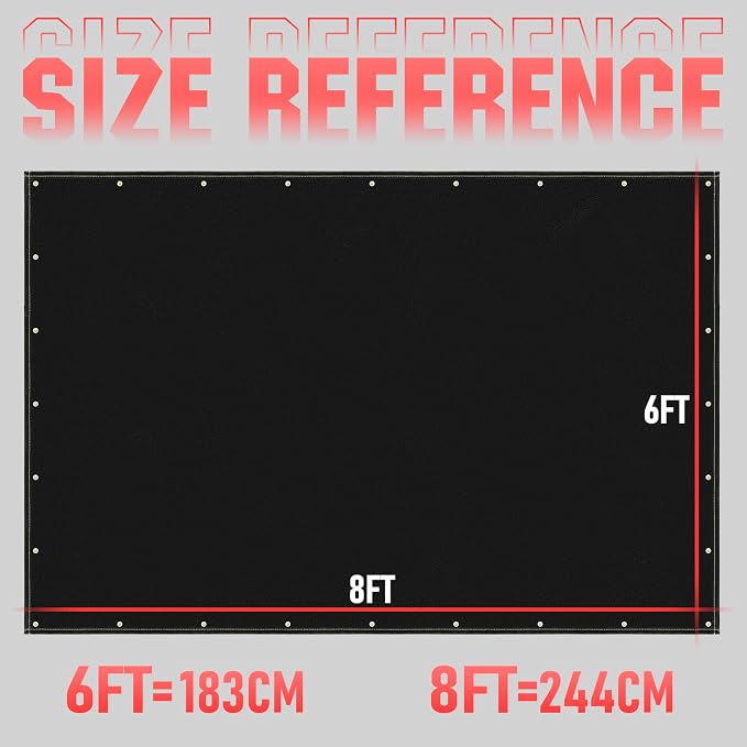 YESWELDER Heavy Duty Silicone Coating Fiberglass Welding Blanket, 6 x 8ft Fireproof Insulation Blanket, 1/3”(8mm) Thickened Weld Cover with Grommets, Thermal Resistant Welding Curtain Mat Grill