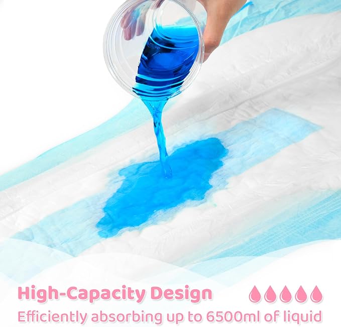 Littleforbig Adjustable Tapes Adult Diaper 10 Pieces - ABDry Ultra Absorbent Diapers 6500 mL Blue (Medium 28"-38")