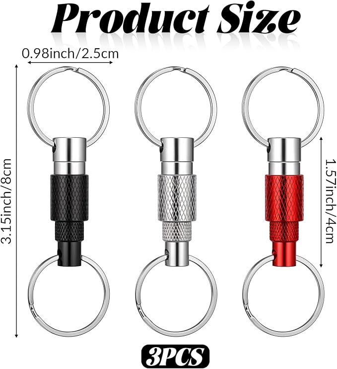 Detachable Quick Release Keychain, Pull Apart Key Ring with Split Rings for Car Keys, Bag, Purse, Belt, Heavy Duty Metal Key Holder