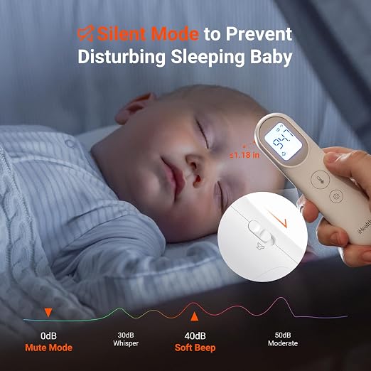 iHealth Infrared Digital Thermometer for Adults, Baby, PT9L White | 3-in-1 Mode & 3-Color Prompt, Fever Alarm & Silent Mode, Forehead & Object Detection, 40 Memory Storages