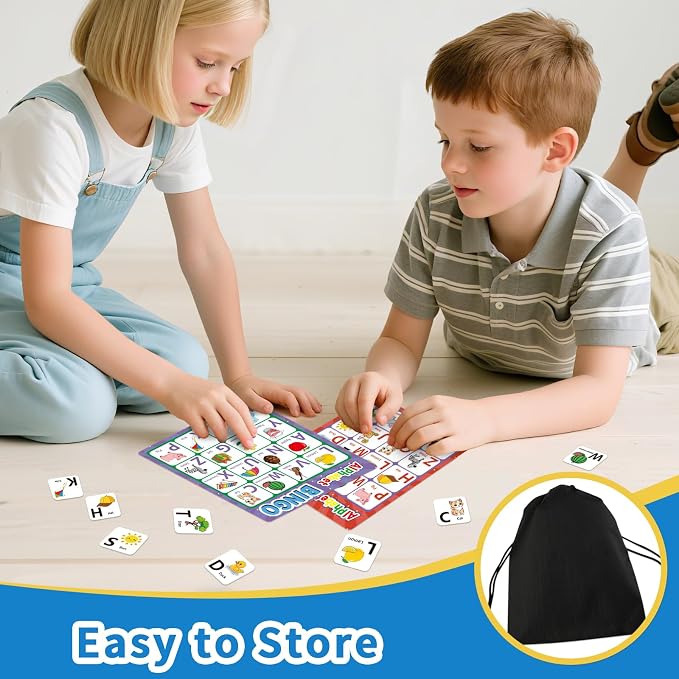 Alphabet Bingo Game, Letter&Number&Sight Word Bingo Board Games for Toddlers, ABC and 123 Learning Toys for Kids, Toddler Preschool Learning Activities, Family Matching Games