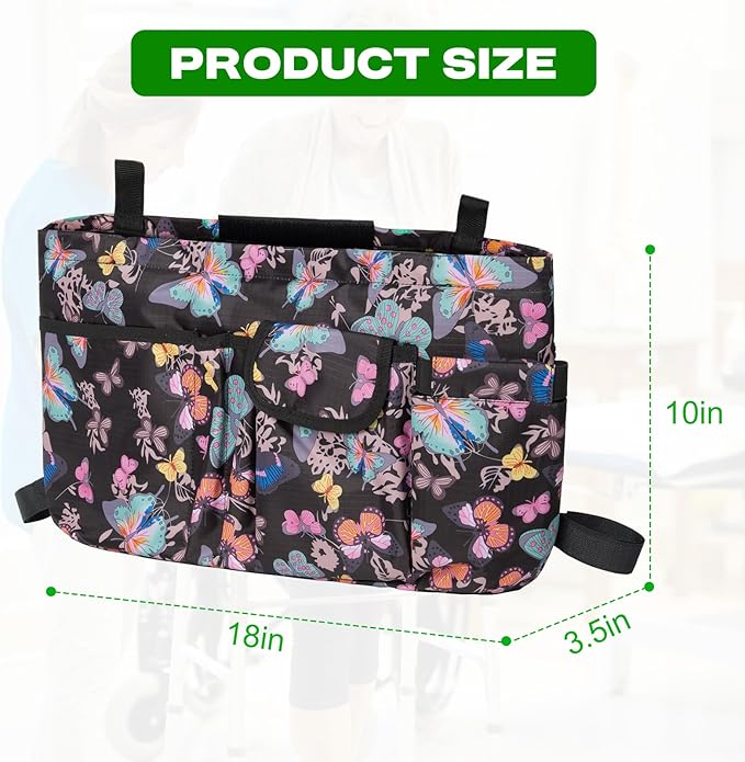 ANILD Walker Bag Basket with Cup Holder, Foldable Walker Bag for Folding Walker Accessories for Seniors Elderly, Walker Storage Bag with Large Capacity