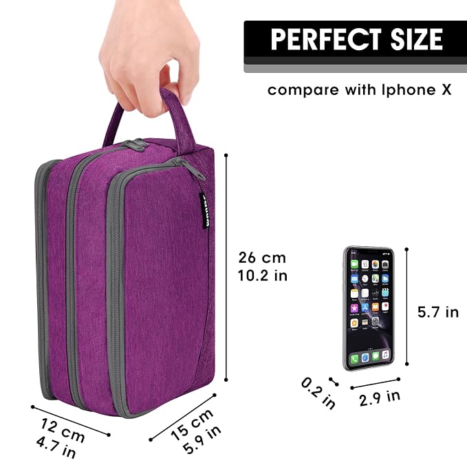 WANDF Travel Toiletry Bag for Men, Small Dopp Kit for Toiletries | Water-Resistant Fabric, Travel Bag for Toiletries, Compact Storage, Shaving Accessories, Weekend Trips