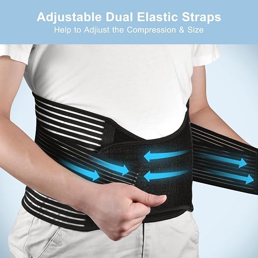 FESAS Breathable Back Brace with Lumbar Pad - Support Belt for Lower Back Pain Relief, Suitable for Women & Men, Ideal for Herniated Disc & Sciatica(Large/X-Large)