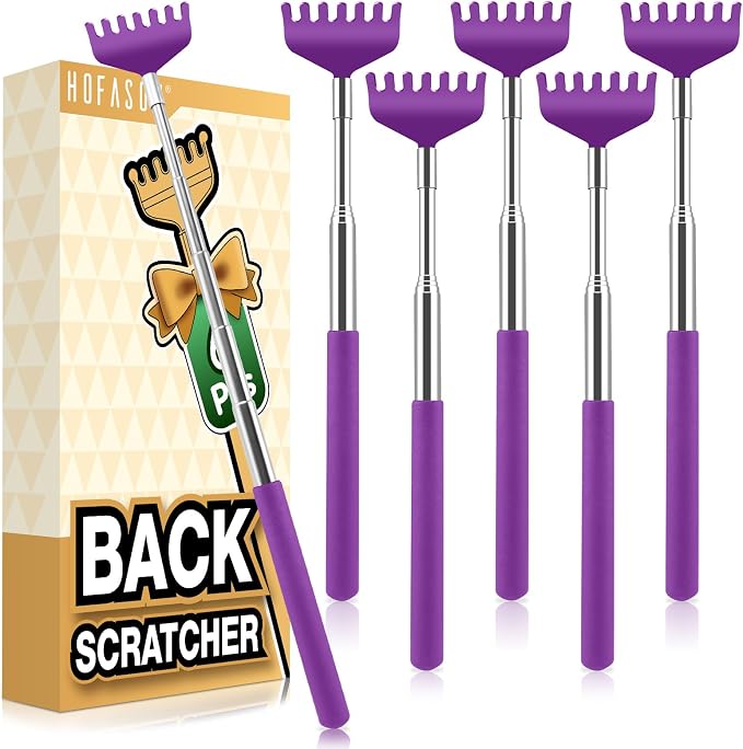 HOFASON Back Scratcher 6 Pack, Stocking Stuffers for Men Adults Women Teens | Christmas Small Bulk Gifts for Men Women Teens, White Elephant Gag Birthday Gifts, Party Favors Prizes for Adults (Purple)