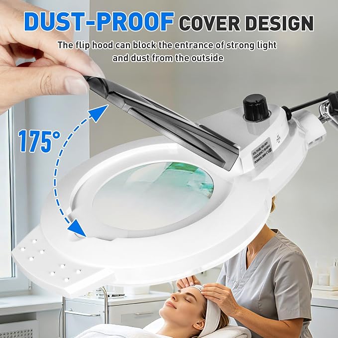 KIRKAS 12X LED Magnifying Lamp with Clamp, 2,200 Lumens Dimmable Bright | 28in Adjust Swivel Arm Magnifying Glass with Light for Repair Reading Craft Needlework Workbench Magnifier Dust Cover White