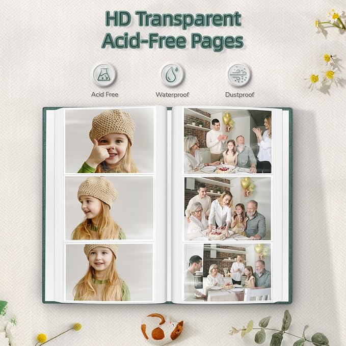 popotop Photo Album 4x6-300 Photos Linen Cover Photo Books with 300 Horizontal Pockets,Slip-in Picture Albums for Family Wedding Anniversary Baby Vacation Pictures