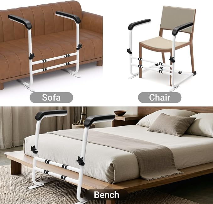 Stand Assist Aid for Elderly/Disabled, Removable Couch/Chair Lift Assistance Stand Up Devices-6 Levels Adjustable Height, Help Standing Aids & Supports, Up to 450 Lbs, White