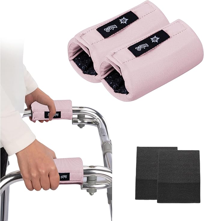 Universal Walker Padded Covers Non-Slip Cushion Foam for Folding Wheelchair Rollator Walker Grips Padded Hand Covers 2-Pack Walker Pads for Hands Pink