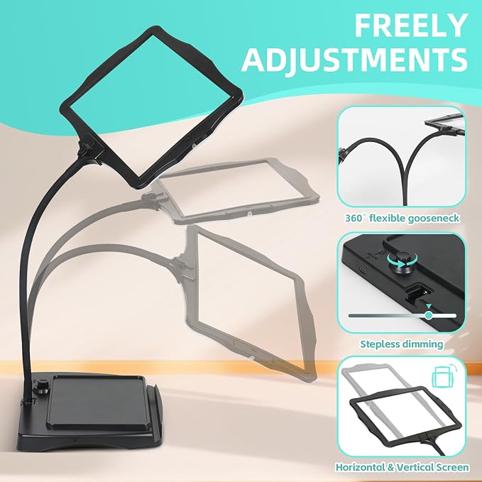 Magnifying Glass with Light and Stand 50 Ultra-Bright LEDs Large Magnifying Lamp with Light Magnifying Glass on Stand Hand-Free with 360° Flexible Gooseneck for Close Work Reading Repair Crafts | Magnifying Lamp with Light Magnifying Glass on Stand Han...