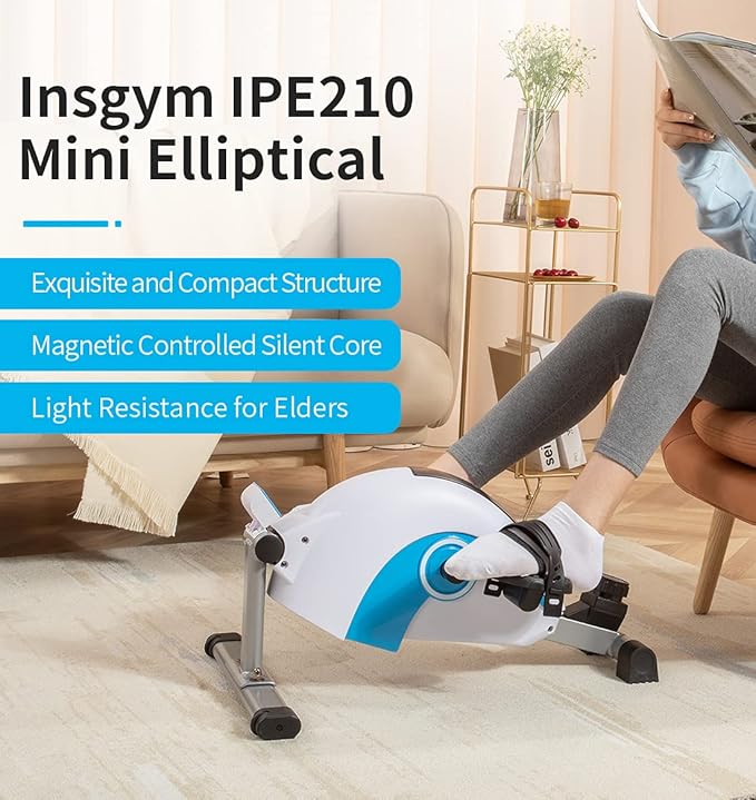 Under Desk Mini Pedal Exerciser for Arm & Leg Workout, Portable Compact Exercise Bike with Adjustable Resistance & LCD Display