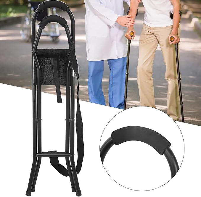 Walking Stick, Portable Walking Cane, Cane Chair, Quad Cane Stools and Folding, Folding Cane Chair for Elderly Seniors Women Men Rest Stool Outdoor