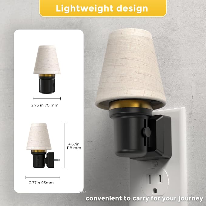 L LOHAS LED Night Lights Plug into Wall, Linen Fabric Night Light | 2 Pack Dusk to Dawn Sensor Vintage Nightlight, Amber Warm Light 0-100LM Dimmable, Decor for Bedroom Living Room Hallway