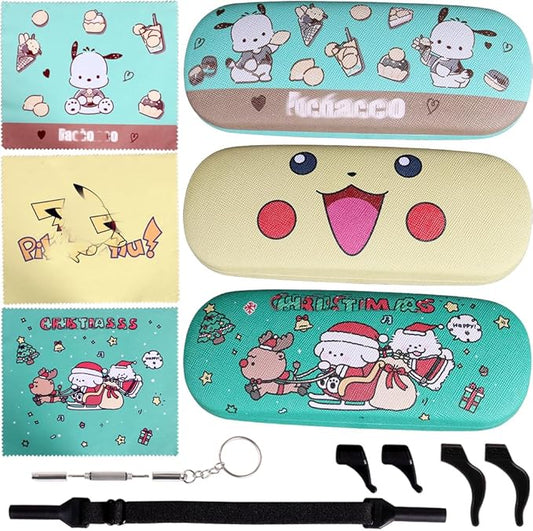 ADBGV Cute Stylish Hard Shell Eyeglasses Cases Protective Case Storage Box With Glasses Cloth Eyeglass Strap for Girl Teen