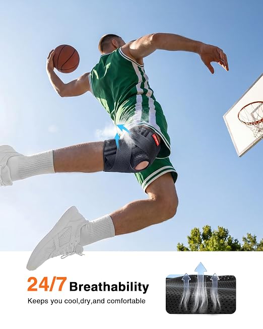 changenow Upgraded Medical-Grade Knee Brace for Women and Men,[Ultra Breathable & V-Straps] Knee Support with Side Stabilizers,for Meniscus Tear,Knee Pain,Arthritis,MCL,ACL Injuries-Knee Wrap(Large)