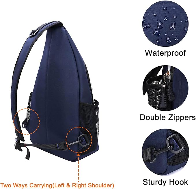 MOSISO Small Sling Bag for Men, Crossbody Shoulder Chest Daypack Bag | Sling Backpack for Casual Travel Hiking