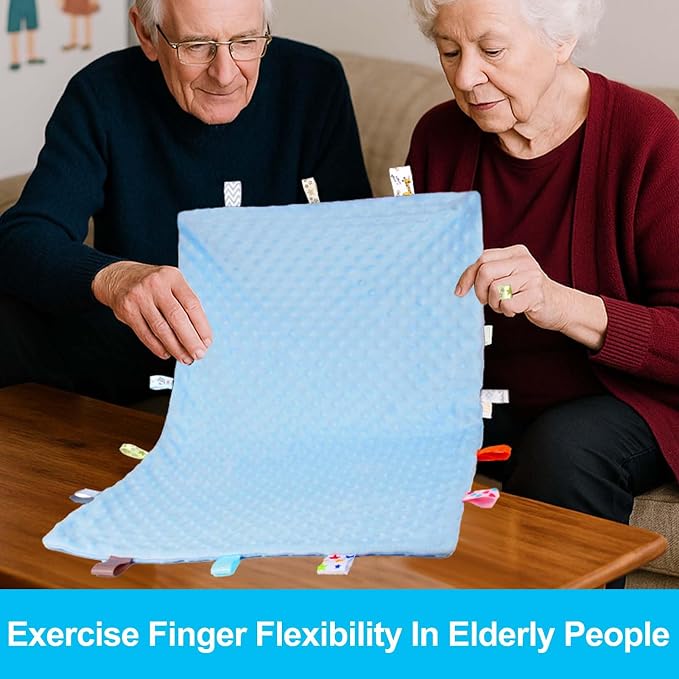 Fidget Blanket for Adults with Dementia, Sensory Blanket Mat for Alzheimers Patients, Dementia Activites for Senior, Gift for Dementia Patients,Sensory Toys for Autism (Light Blue)