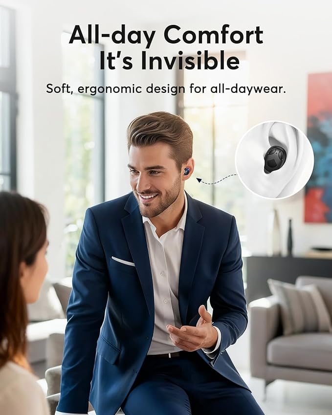 Karthus Rechargeable Hearing Aids for Seniors, OTC Hearing Aids with Hearing Loss, Clear Sound & Noise Reduction,80Hrs Long-Lasting Battery, Comfort & Invisible Design for Adults & Elderly, Black