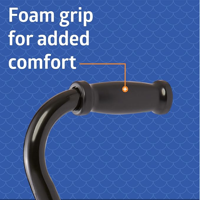 Medline Aluminum Quad Cane with Small Base, 300 lb Capacity, for Balance, Knee Injuries, Leg Surgery Recovery & Mobility, Portable, Sturdy Walking Aid for Seniors & Adults