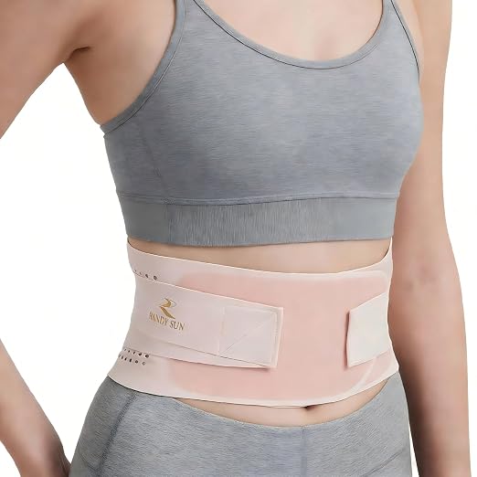 RANDY SUN Lower Back Brace for Women Office - Breathable Mesh Posture Corrector, Adjustable Straps for Custom Fit, Invisible Under Clothes, Pain-Free All Day Wear, Pink,L-XL