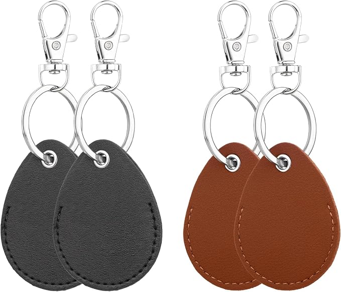 Psyqtsuary Leather Key Fob Holder, 4 Pcs PU Leather Keychain Key Holder for Keychain General Keys Fob, for Keys ID Keys Cards