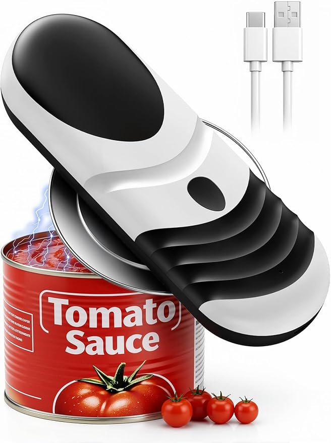 Electric Can Opener One Touch Automatic Can Opener for Seniors, Rechargeable Smooth Edge Can Opener with Magnetic Cover Catch, Food Safe Kitchen Gadget for Arthritis Hands