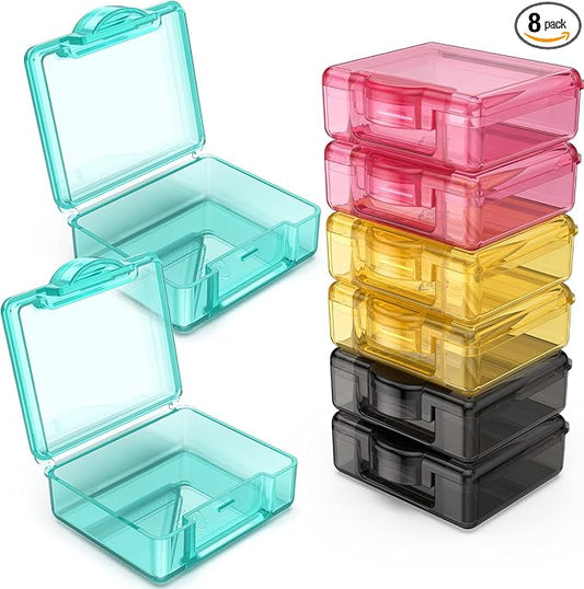 Small Pill Box 8 pcs,Cute Travel Pill Organizer Case Mini Tiny Clear Plastic Storage Containers Portable for Pocket Purse