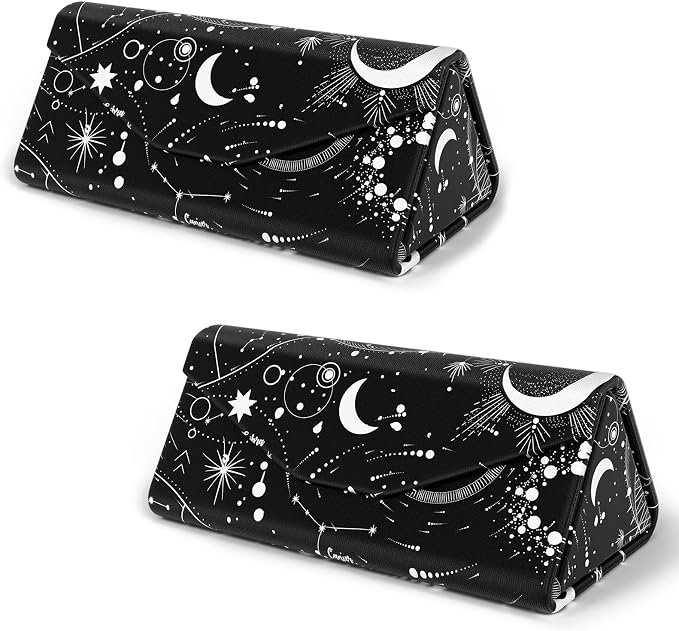 Sunglasses Case, Foldable Glasses Case, Magnetic PU Leather Hard Shell Folding Eyeglass Holder Box, Collapsible Unisex