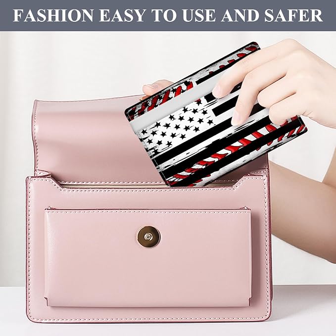 Passport Holder for Travel Essentials, RFID Premium Leather Passport Wallet Cover Case for Travel Must Haves Accessories, Passport Book Holders for Women Men Retro American Flag