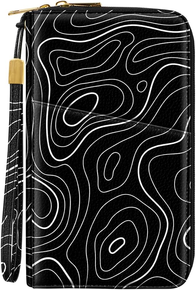 Family Passport Holder Wallet RFID Blocking Document Organizer | PU Leather Mulit-purpose Travel Wallet Credit Cards Case for Women Men, Topographic