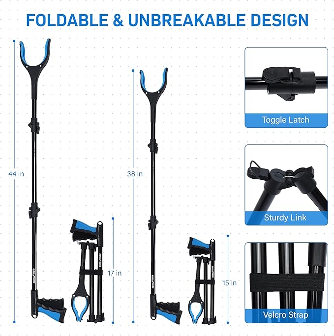 38 Inch & 44 Inch Extra Long Grabber Reacher Tool Set – Extendable Reacher Grabber Pickup Tools for Seniors, Disabled and Hard-to-Reach Areas, Ergonomic Grip & Lightweight Design（Blue）
