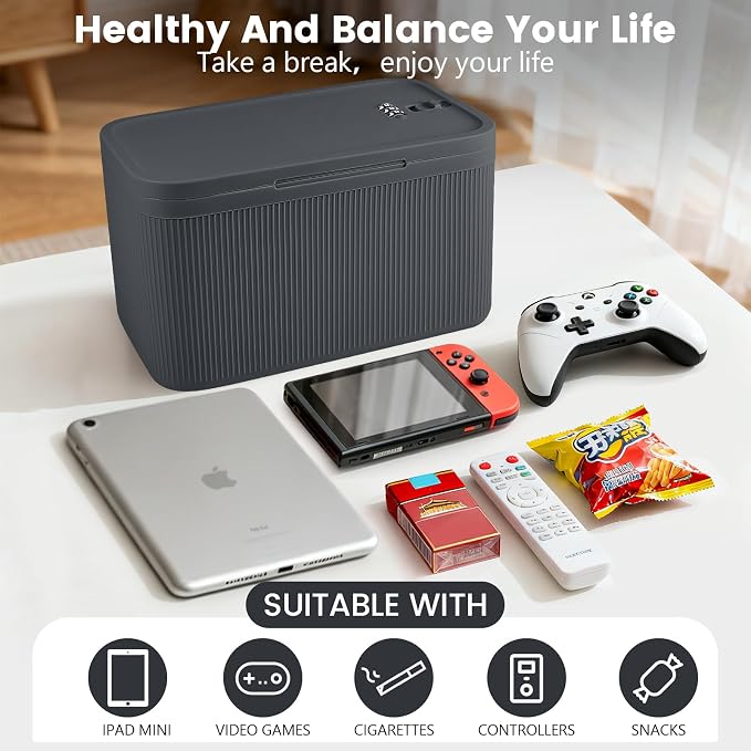 Medicine Lock Box with Code,Taller Size Small Lock Box with Combination Code for Medication Safe,Lock Box for Pills/First Aid Kits/Snack/Ipad Mini,Locked Container for Home/Office 9.4X5.5X5.7inch Gray