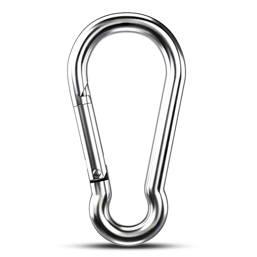 Large Carabiner Clip Hooks, 1pc 6.2 inch Carabiners Heavy Duty, 304 Stainless Steel Spring Snap Hook Fits Camping Hanging Hiking Weight Lifting, Metal Clips for Rope or Chain