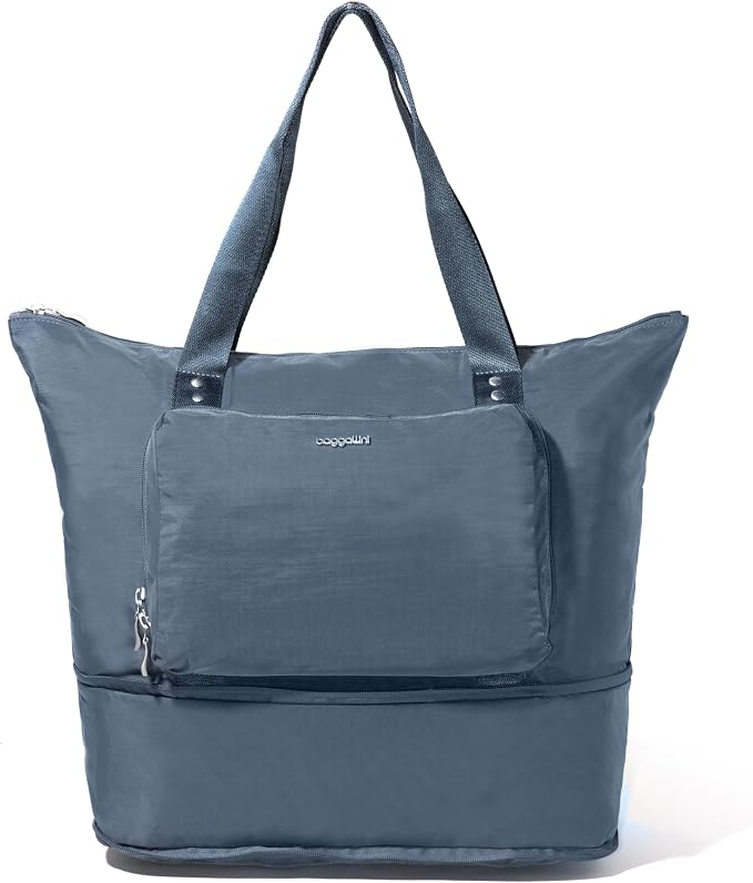Baggallini Carryall Expandable Lightweight Travel Tote 22" Packable Folding Compact Nylon Washable Weekender w/Luggage Sleeve