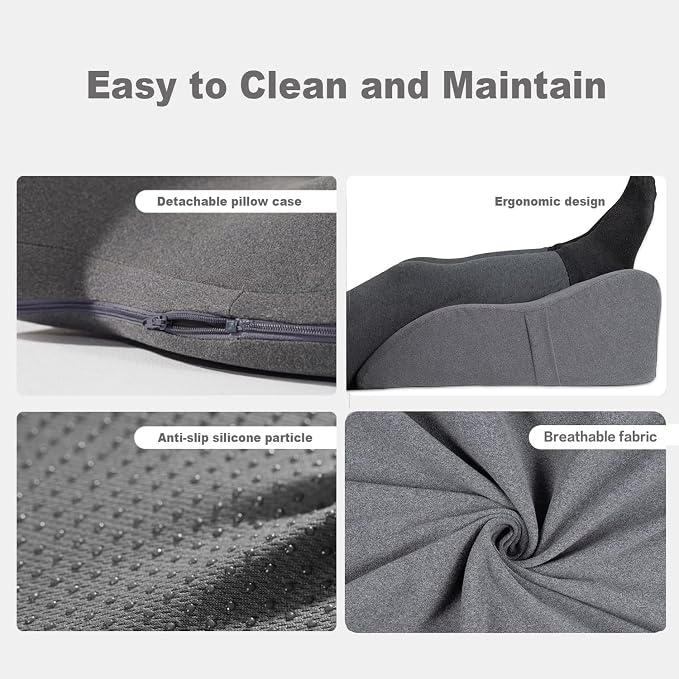 itcozy Leg Elevation Pillow with Soft Memory Foam, Wedge Pillow for Reading, Rest, Surgery, Relieves Back, Swelling, Hip, Knee Pain and Improves Blood Circulation