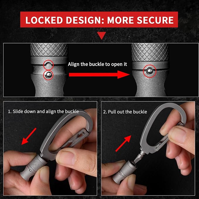 FEGVE Titanium Quick Release Keychain, Detachable Pull Apart Key Chain | Easy Access, Tangle-Free 360° Swivel, Rustproof and Durable, for Valet Car Home Key Storage