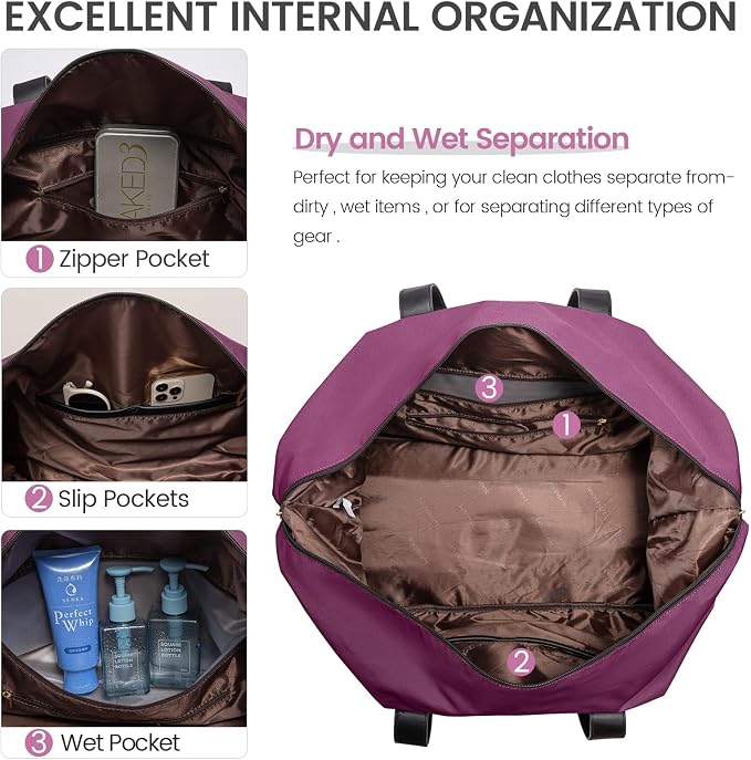 LOVEVOOK Weekender Bag for Women, Large Duffle Bag for Travel with 2 Packing Cubes, Carry on Overnight Bag with Shoe Compartment, Mom Hospital Bags for Labor and Delivery