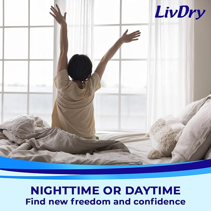 LivDry 2XL Overnight Adult Diapers for Women and Men, XXL Incontinence Underwear, 60”-80" Waist, Disposable Pull-On Briefs, XX-Large, 12 Pack