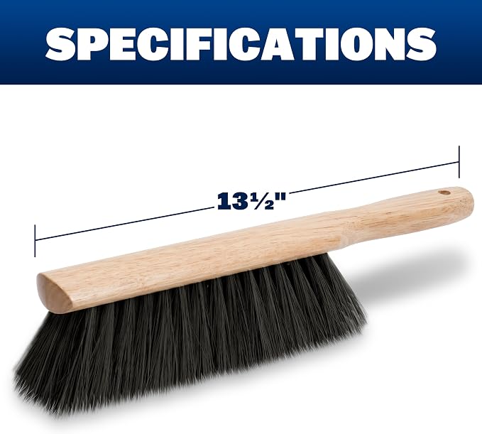 Marshalltown Beaver Tail Brush, 13 1/2 Inch, Concrete, Assembled in the USA | Black Horsehair Bristles Staple-Set in Hardwood Block, Soft Hand Masonry Brush Finishes Concrete Curbs, 6517
