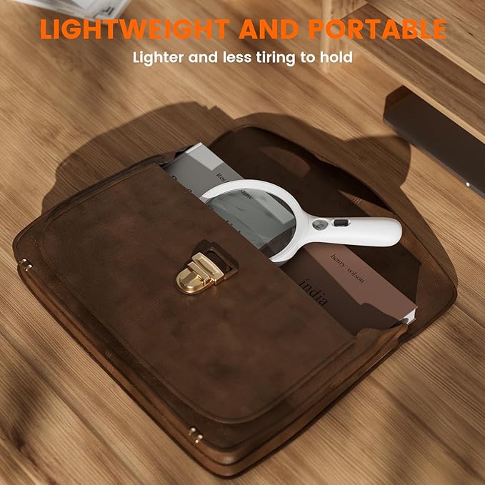 Magnifying Glass with Light Large 5" Lens, Handheld Illuminated Lighted Magnifier 24LED 1UV Light for Seniors, Reading, Coins, Jewelry, Close Work