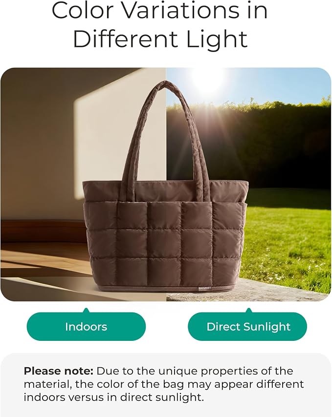 BAGSMART Expandable Tote Bag for Women, Puffer Work Tote Handbag, Quilted Carry On Bag for Travel Gym